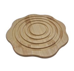 High Quality Decoration Acacia Wood Round Wooden <b>Trivets</b> with <b>Metal</b> Coaster Holder Set of 1 Pieces with Sale - Product Image 2