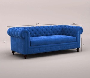 Sofá Maharaja tapizado de lujo de 3 plazas, diseño duradero de terciopelo gris carbón para sala de estar o muebles de Hotel - Product Image 4