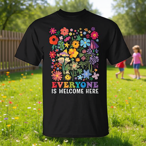 T-shirt retrò per il supporto degli insegnanti dell'Idaho: tutti sono i benvenuti qui - T-shirt promozionale in stile retrò - Product Image 3