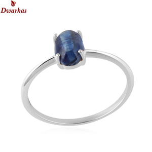 Bague en argent sterling 925 sertie de cyanite naturelle, design classique et simple, dernière tendance pour femmes. - Product Image 1
