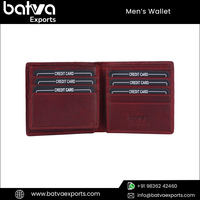 Dompet Pria Kulit Asli Berkualitas Tinggi Model Bifold Tipis Anti RFID untuk Perjalanan, Lapisan Katun, Logo Pendek, Anyaman Tangan, Menarik Perhatian