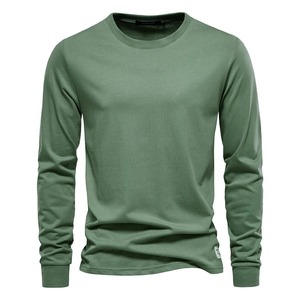 <b>Low</b> OEM Solid Color 100% Cotton Breathable Quick Dry Eco-Friendly Fleece Men's Casual O-<b>neck</b> Long Sleeve <b>T</b>-<b>shirt</b> High Quality - Product Image 6