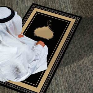 Alfombra de Oración Negra Elegante para Decoración de Mezquita Islámica: Alfombra Impresa, Alfombra Delgada No Tejida - Product Image 4