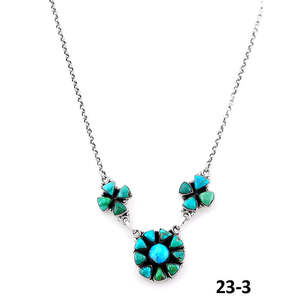 Collier artisanal du sud-ouest à motif floral Émeraude Verte avec turquoise eau blanche et argent sterling, idéal pour un cadeau - Product Image 2