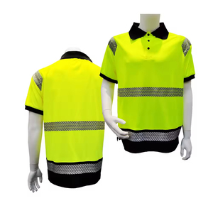 Camiseta de Seguridad Reflectante de Alta Visibilidad, Ignífuga, Antiarrugas, de Manga Corta, Transpirable, con Cintas Reflectantes, Amarilla, Ropa de Trabajo Unisex - Product Image 6
