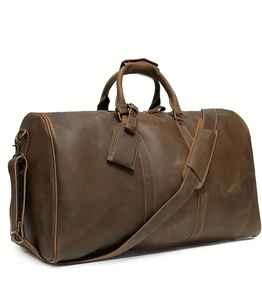 Factory Custom Logo <b>Men</b> Duffel <b>Bag</b> Crazy Horse <b>Leather</b> Travel <b>Bag</b> Weekend Saco De Viagem De Couro <b>Leather</b> <b>Duffle</b> <b>Bag</b> for <b>Men</b> - Product Image 3