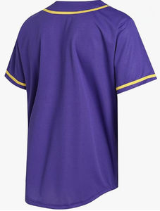 Maillot de baseball de cheerleading personnalisé respirant avec logo frontal, col en V violet orné de strass, 100 % polyester - Product Image 6