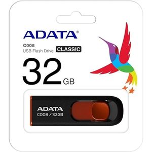 Unidad Flash USB 2.0 Adata C008 de 32 GB, Negra y Roja, Material Plástico y Metálico, Compatible con PC, Nueva en Stock con Caja de Regalo - Product Image 5