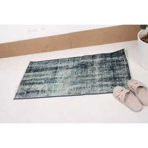 Alfombra Vintage, Pequeña Alfombra Turca de 1.6x3.2 pies, Alfombra de Lana con Puntos Azules y Grises - Product Image 1