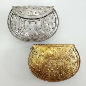 New Arrival Brass Metal Oxidized Silver <b>Clutch</b> Purse With Metallic Sling <b>for</b> <b>Wedding</b> Evening <b>Clutch</b> by HF CRAFT - Product Image 5