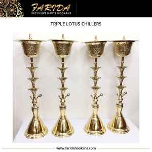 Ensemble de grands refroidisseurs de luxe Farida faits à la main Unique carré en laiton narguilé Shisha avec laque Technique Type droit vente en gros - Product Image 2