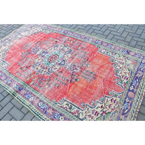 พรมตุรกี 5.4x8.7 ฟุต (164x266 ซม.) ลายดอกไม้สีแดงสไตล์วินเทจ - Product Image 4