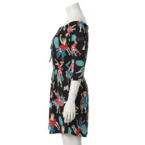 Vestido informal transpirable con hombros descubiertos, mezcla de LICRA de poliéster, estampado de calor ligero y suave, moda de verano cómoda para mujer - Product Image 3