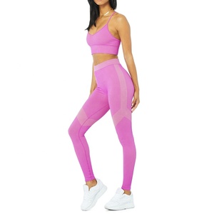 Leggings pour femmes couleur unie doux Yoga Fitness vêtements de sport Leggings de gymnastique pour les femmes ensemble de fitness de gymnastique - Product Image 2