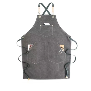 Hot Sale Heavy Duty Cross Back Cafe Oil-Proof Waterproof Working Garden Canvas Cotton Custom Logo Apron With Pocket - Product Image 6