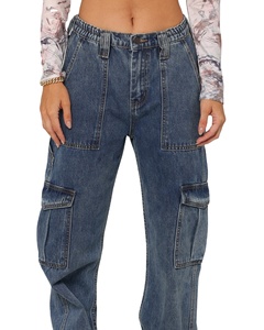OEM Custom Casual Washed Straight <b>Trousers</b> Baggy Jeans <b>Ladies</b> Street Denim Women Jeans Cargo Pants for Women - Product Image 6