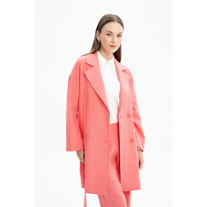 Ladies Reversible Linen Bomber <b>Jacket</b> with Belt Solid Short Coat for Spring - Product Image 1
