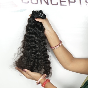 Vente en gros pas cher Extensions de cheveux humains indiens alignés couleur noire naturelle Kinky Curly Bundles vendeur de cuticules Aligne Natural Wave - Product Image 4