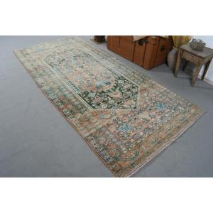 Alfombra Turca Vintage de 4.2x9.4 pies, Alfombra de Lana Azul - Product Image 2