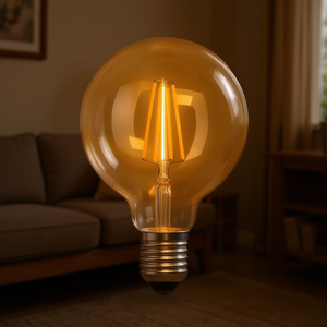 Bombilla LED Decorativa E27 de 6W, 2200K, Ámbar, 80 mm de Diámetro, Color Blanco Cálido - Product Image 3