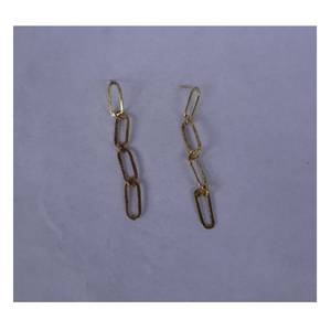 Pendientes colgantes de eslabones de cadena martillados artesanales de edición limitada, joyería ligera para fiesta en acabado dorado de lujo - Product Image 1