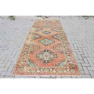 Alfombra Turca de 4.6x12.2 pies, Alfombra Vintage con Borde Rojo de Lana - Product Image 1