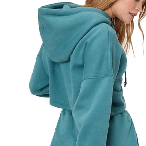 Sweat à capuche à capuche pour femmes avec capuche réglable pour la saison d'automne, prix de gros avec logo sur le devant - Product Image 5