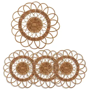 Best Verkopende Product Rotan Lader Platen Bloemvorm Geweven Placemats Bamboe Coaster Plaat Muur Decor Home Decorations Art