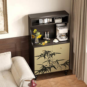 Buffet multifonctionnel ouvert à motif de bambou moderne et luxueux pour la maison, le salon et la salle à manger. - Product Image 1