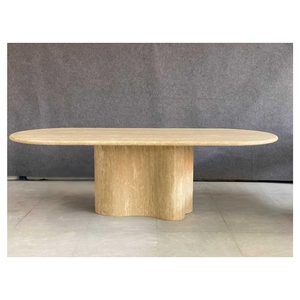 Table à manger moderne en travertin naturel, table d'appoint en pierre pour salon - Product Image 1