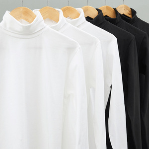 Camiseta de manga larga de cuello alto en blanco para hombre de color sólido de manga larga pesada con logotipo impreso personalizado de 250g/m2 para hombre envío DDP - Product Image 3