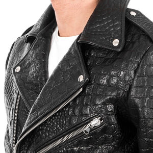 Veste en cuir de peau de mouton de haute qualité pour homme, veste de moto épaisse d'hiver, fermeture éclair, col rabattu - Product Image 3