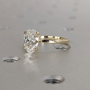Customized 14K Gold Wedding Band Men's Engagement Ring Oval Cut Lab Grown Moissanite VVS Clarity IGI Classic Diamond Fine Rings - Product Image 2