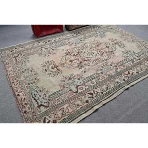 6x9.2 ft Turkish Rug, Vintage Large Rug, <b>Brown</b> Green Moroccan <b>Wool</b> Rug - Product Image 2