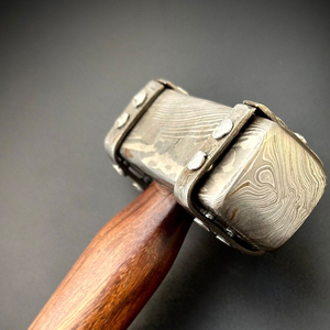 Heavy Duty Damascus Steel <b>Hammer</b> with Smooth Wood Handle Extra Grip DIY & OEM Customizable High Durability for Workshop Use - Product Image 2