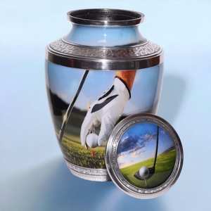 Urnas de Entierro de Cremación Encantador Golfista Diseño de Golf Tamaño Grande 26 cms de alto con Bolsa de Terciopelo - Product Image 3