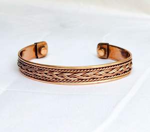 กำไลข้อมือทองแดงแท้คุณภาพสูง ขัดเงา ทันสมัย ทองแดงบริสุทธิ์ 99.99% ชุดสำหรับผู้หญิง - Product Image 3