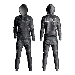 Ensemble de jogging pour homme W4G, OEM ODM, sur mesure, 100% polyester, taille plus, respirant, coupe-vent, survêtement à capuche, léger, ourlet fendu - Product Image 4