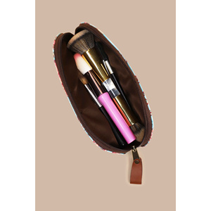 Pochette utilitaire en toile de coton rose imprimée à la main Blue Lagoon avec fermeture éclair, sac de rangement pour maquillage bohème - Product Image 5