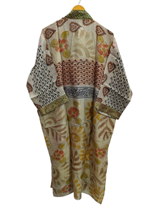 Kimono de Sari de seda pura, bata de Sari Vintage de peso ligero, vestido de fiesta de playa suave, Kimono de seda hecho a mano indio - Product Image 3