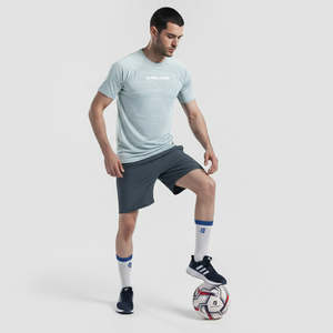 T-shirt Alpha Crew gris clair en jersey 100 % coton premium 200 grammes, compressé, pour l'exercice, avec service de personnalisation - Product Image 5