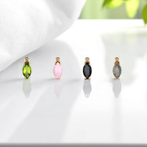 หินลาบราดอไรต์อัญมณีชุบทองมาร์คีสชาร์มแบบง่ามเดี่ยวตั้งเครื่องประดับจี้เงิน925ขายส่ง - Product Image 2