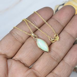 ยอดนิยมอีธิโอเปียโอปอล 925 เงินสเตอร์ลิงอัญมณีโซ่จี้เดือนตุลาคม Birthstone หินธรรมชาติของขวัญวันเกิด - Product Image 4