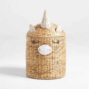 Panier de rangement licorne lunatique pour chambre d'enfant organisateur de jacinthe d'eau naturelle tissée à la main - Product Image 1