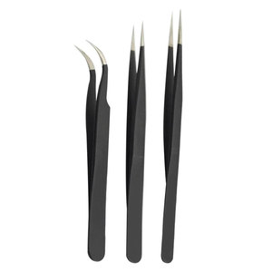 Pinzas de volumen de etiqueta privada Punta de fibra pinzas de Punta inclinada de acero inoxidable Pinzas de extensión de pestañas de volumen - Product Image 3