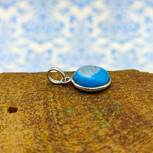 Conjunto de colgantes y dijes finos nepalíes tibetanos de Plata de Ley 925 hechos a mano, collar con colgante de bisel de piedras preciosas drusas con ventana azul cielo - Product Image 3