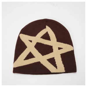 Trendy Pentagram Beanie <b>Hat</b> Soft Knit Winter Skull Cap Unisex <b>Warm</b> Headwear For Fashion Street Style - Product Image 1