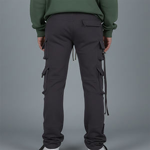 Pantalon cargo ample à jambes larges, couleur unie, avec plusieurs poches cargo, vente chaude OEM/ODM, logo imprimé personnalisé, pantalon pour homme couleur unie - Product Image 2