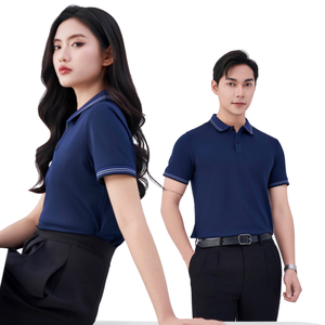 Polo de manga de contraste de algodón de 260gsm de peso pesado, logotipo bordado de estilo informal de negocios, envío rápido gratis - Product Image 2