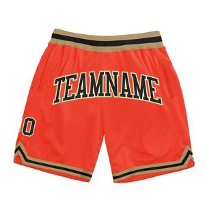 Industrie Direct Engro Sportswear Pantalones cortos de baloncesto Custom Orange Black Creams-Old Gold Authentic Throwback Basketball Shorts - Product Image 1